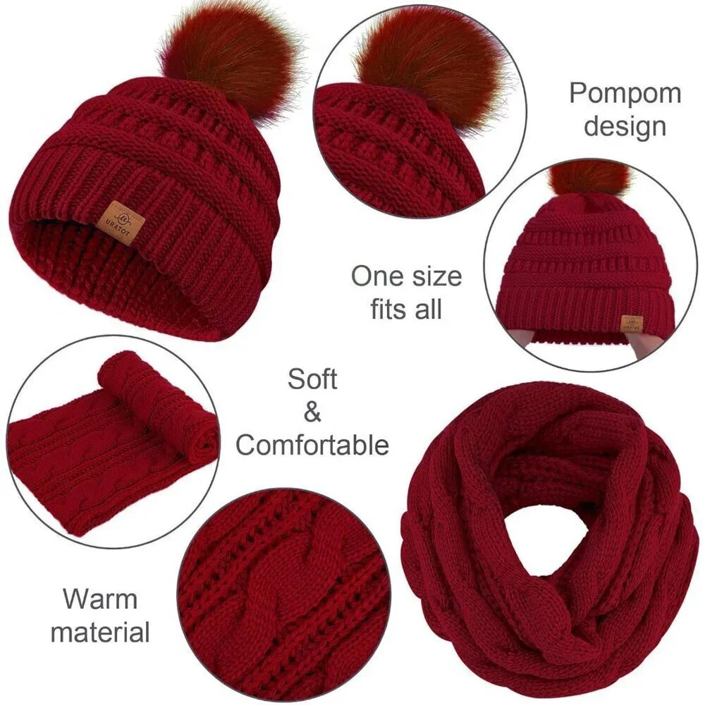 Winter 4-in-1 Set Knitted Scarf Beanie Gloves Earmuffs All-Season Warmth